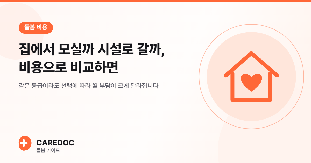 집에서 모실까 시설로 갈까, 비용으로 비교하면